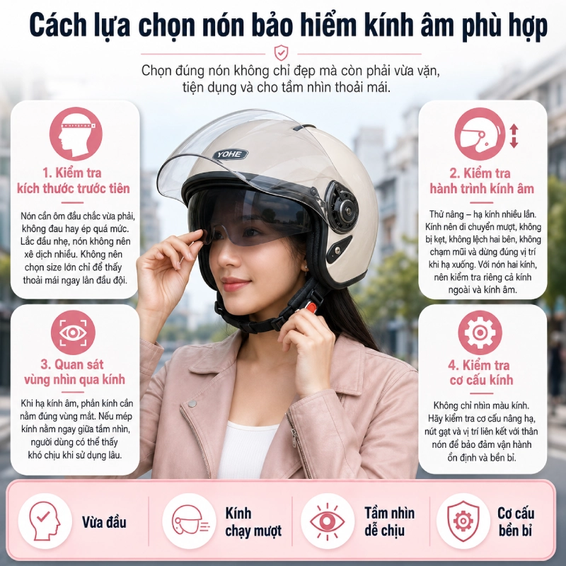 10 mẫu nón bảo hiểm kính âm đẹp nhất 13 Cách mua nón bảo hiểm kính âm phù hợp