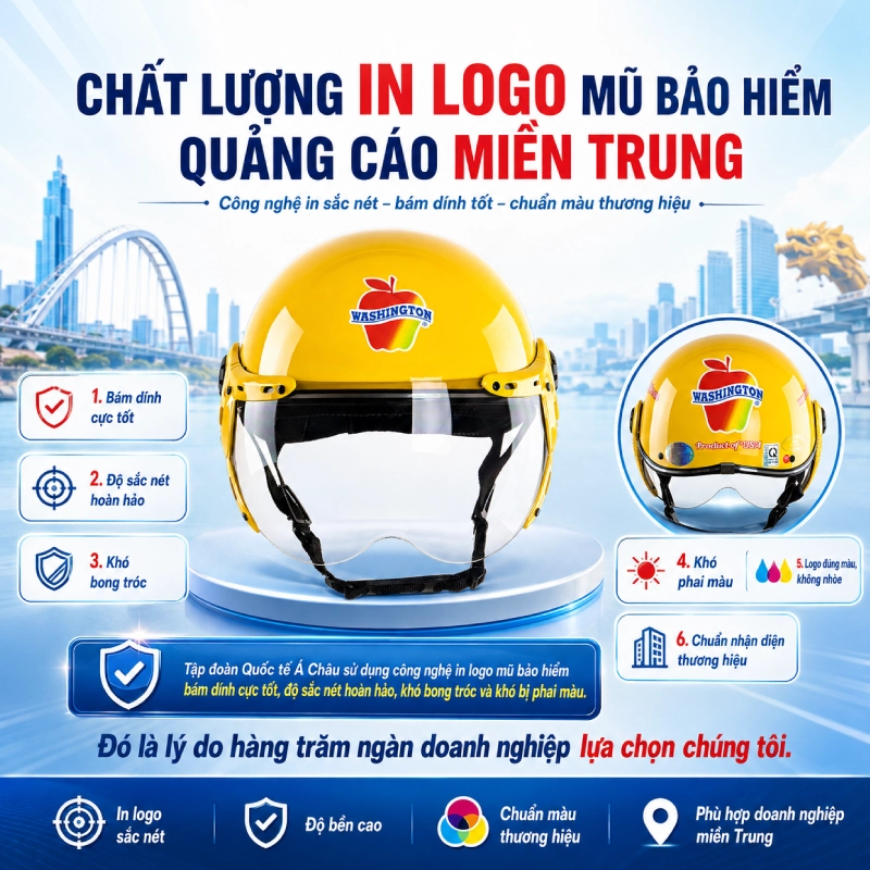 Về chất lượng in logo mũ bảo hiểm quảng cáo miền trung