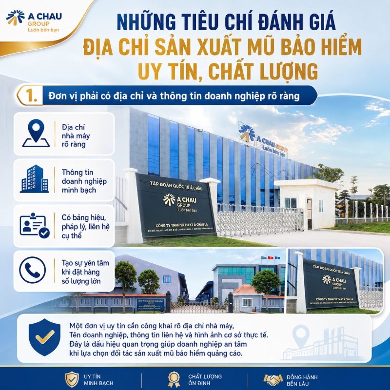 Địa chỉ sản xuất mũ bảo hiểm uy tín, chất lượng phải có thông tin doanh nghiệp địa chỉ rõ ràng