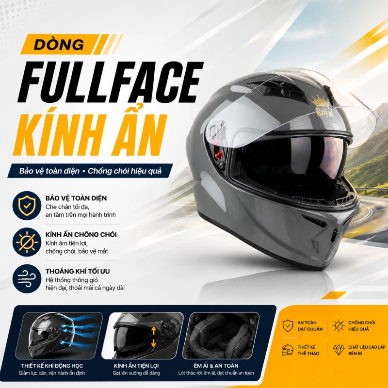 Mũ bảo hiểm kính ẩn là gì? Gồm những loại nào 10 Dòng fullface kính ẩn