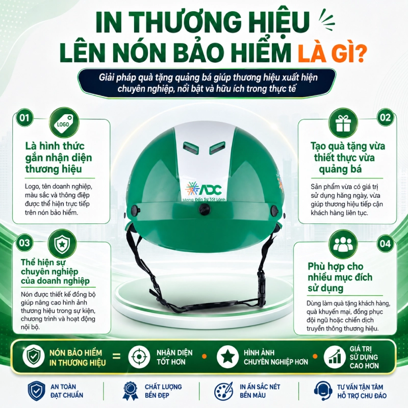 In thương hiệu lên nón bảo hiểm ở đâu giá tốt? 1 In thương hiệu lên nón bảo hiểm là gì?