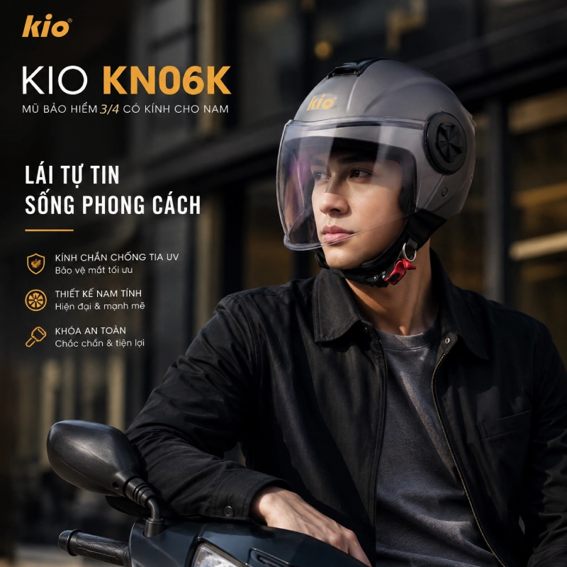 Mũ bảo hiểm có kính cho nam KIO KN06K