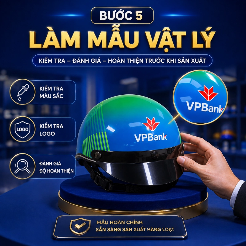 Đặt mũ bảo hiểm in logo ở đâu tốt nhất tại tphcm? 21 Bước 5: Làm mẫu gửi doanh nghiệp xét duyệt