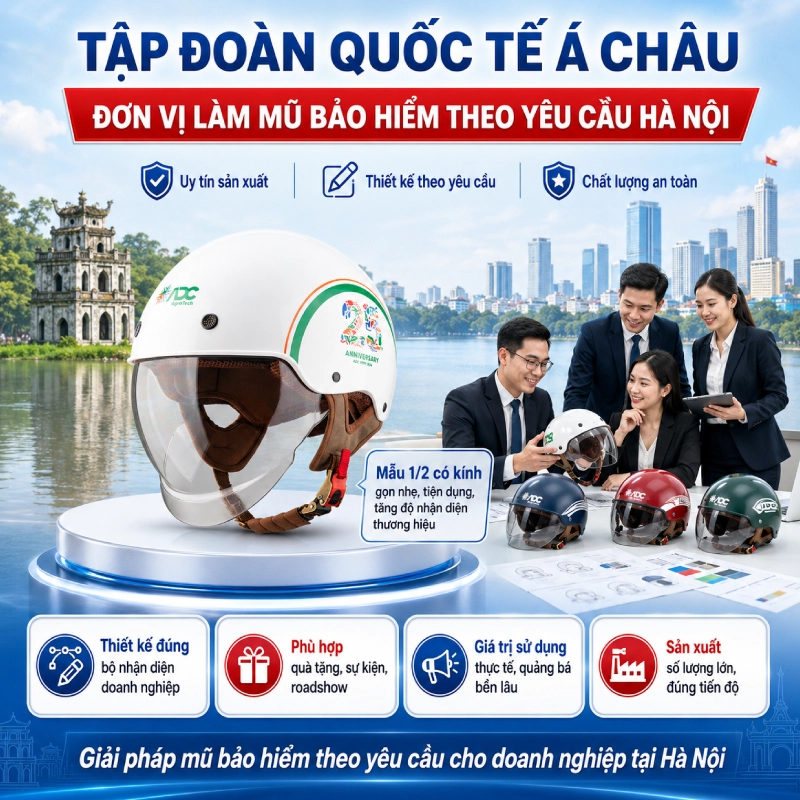 Làm mũ bảo hiểm theo yêu cầu Hà Nội dòng 1/2 có kính