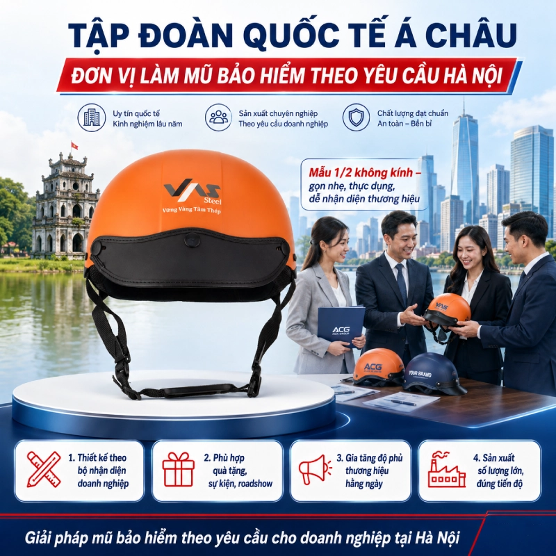 Làm mũ bảo hiểm theo yêu cầu Hà Nội dòng 1/2 không kính