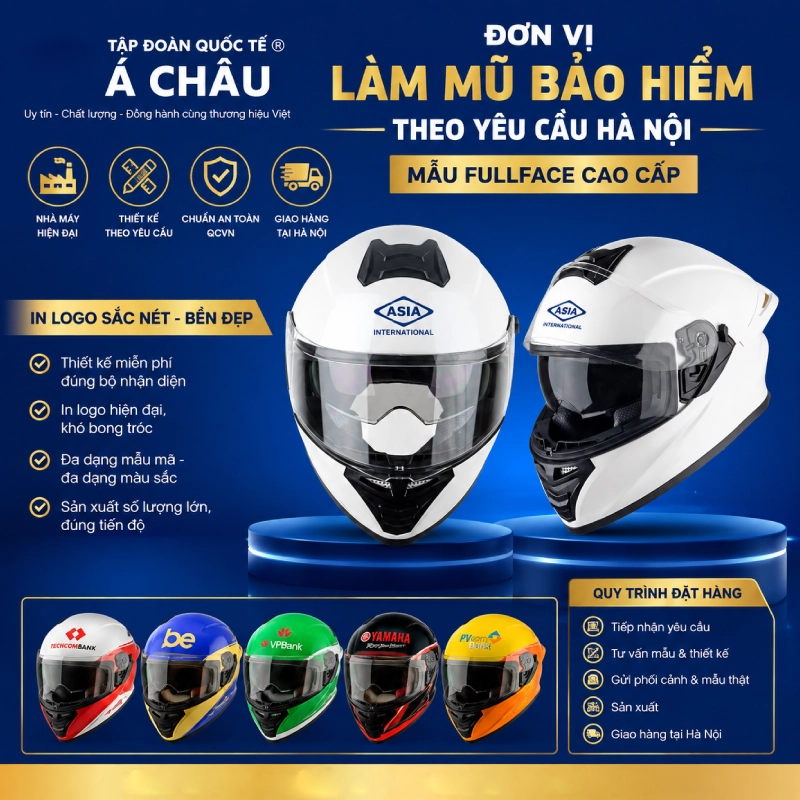 Làm mũ bảo hiểm theo yêu cầu Hà Nội dòng fullface