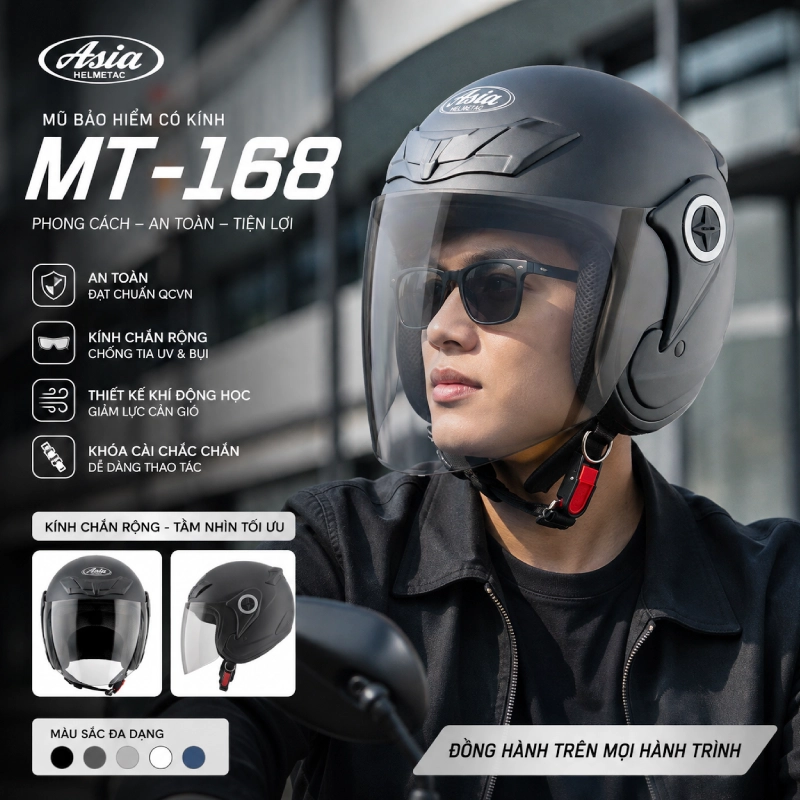 Mũ bảo hiểm có kính cho nam Asia MT-168