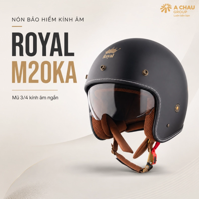 10 mẫu nón bảo hiểm kính âm đẹp nhất 7 Mũ bảo hiểm kính âm Royal M20KA