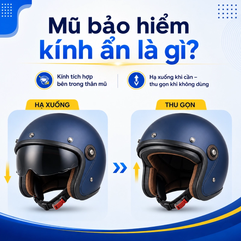 Mũ bảo hiểm kính ẩn là gì? Gồm những loại nào 1 Mũ bảo hiểm kính ẩn là gì?