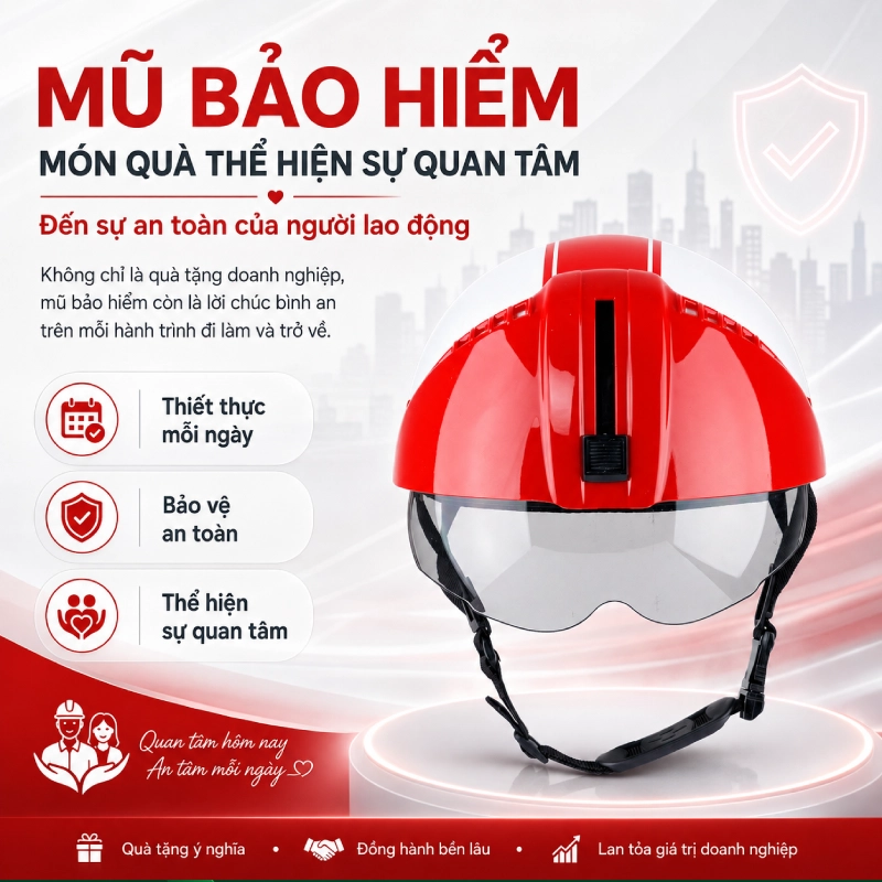 Mũ bảo hiểm được xem là quà tết cho nhân viên công ty vì thể hiện được quan tâm của doanh nghiệp