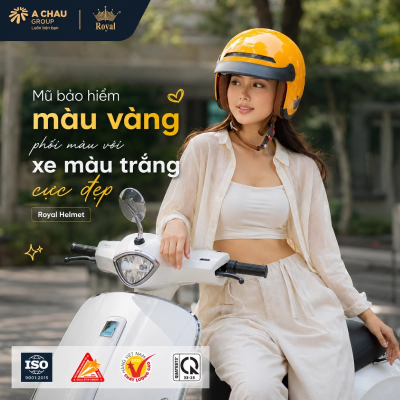 7 mũ bảo hiểm màu vàng được yêu thích nhất 10 Mũ bảo hiểm màu vàng phối với xe màu trắng đẹp