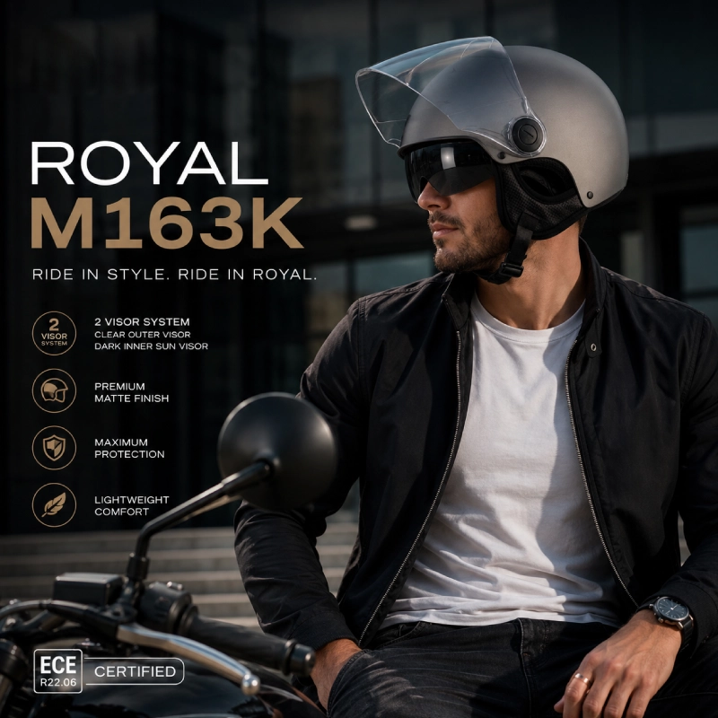 Mũ bảo hiểm nam có kính Royal M163K