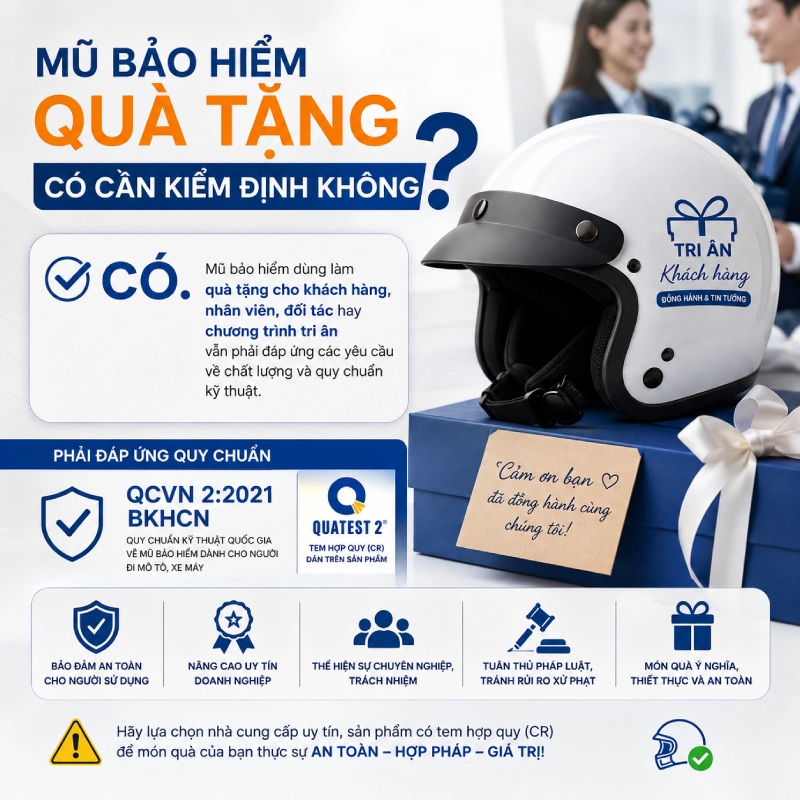 Giải đáp: Mũ bảo hiểm quà tặng có cần kiểm định không? 1 Mũ bảo hiểm quà tặng có cần kiểm định không?