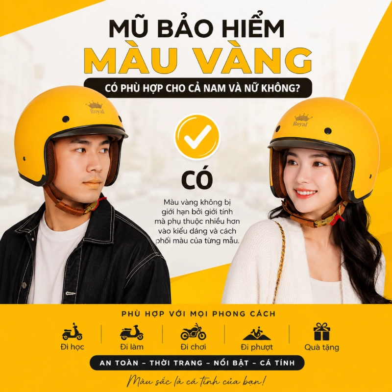 7 mũ bảo hiểm màu vàng được yêu thích nhất 9 Mũ bảo hiểm màu vàng có phù hợp cho cả nam và nữ không?