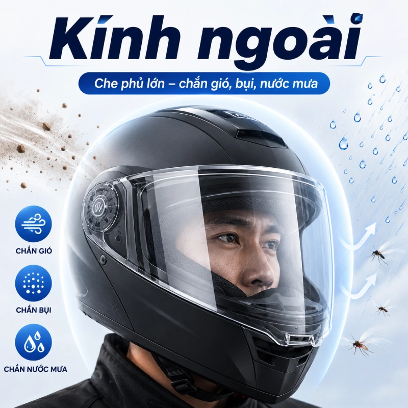 Mũ bảo hiểm kính ẩn là gì? Gồm những loại nào 5 Mũ bảo hiểm có Kính ngoài