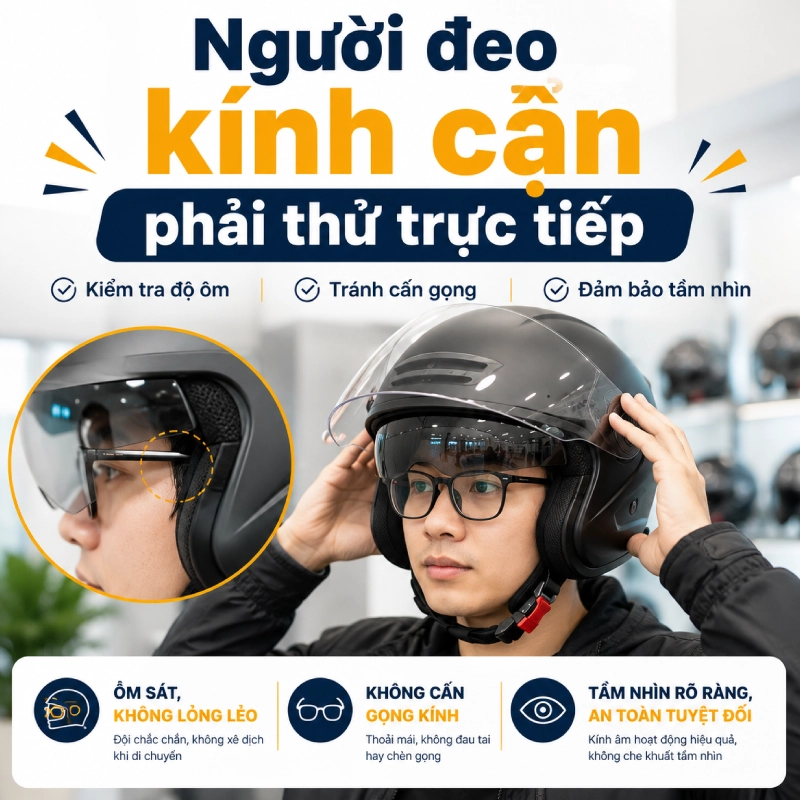 Mũ bảo hiểm kính ẩn là gì? Gồm những loại nào 12 Người đeo kính cận phải thử trực tiếp