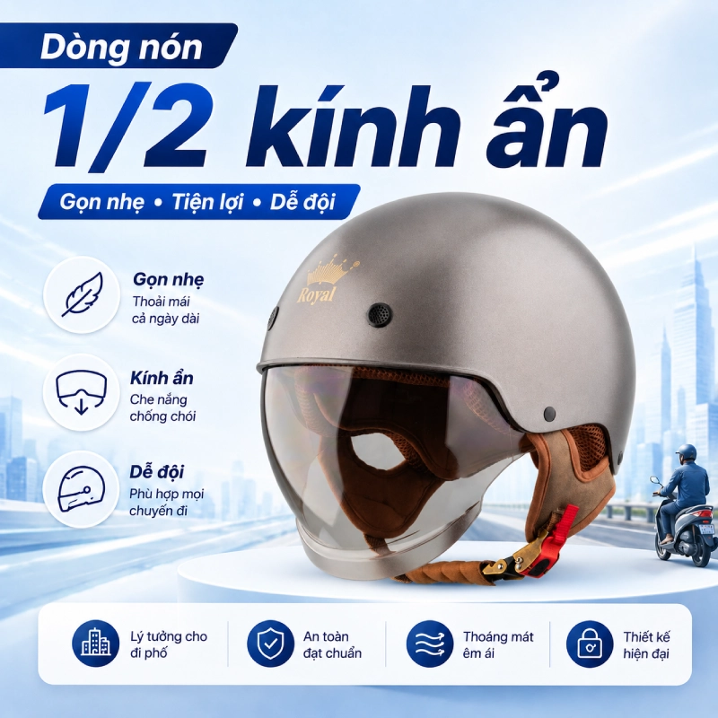 Mũ bảo hiểm kính ẩn là gì? Gồm những loại nào 8 Mũ bảo hiểm kính ẩn 1/2