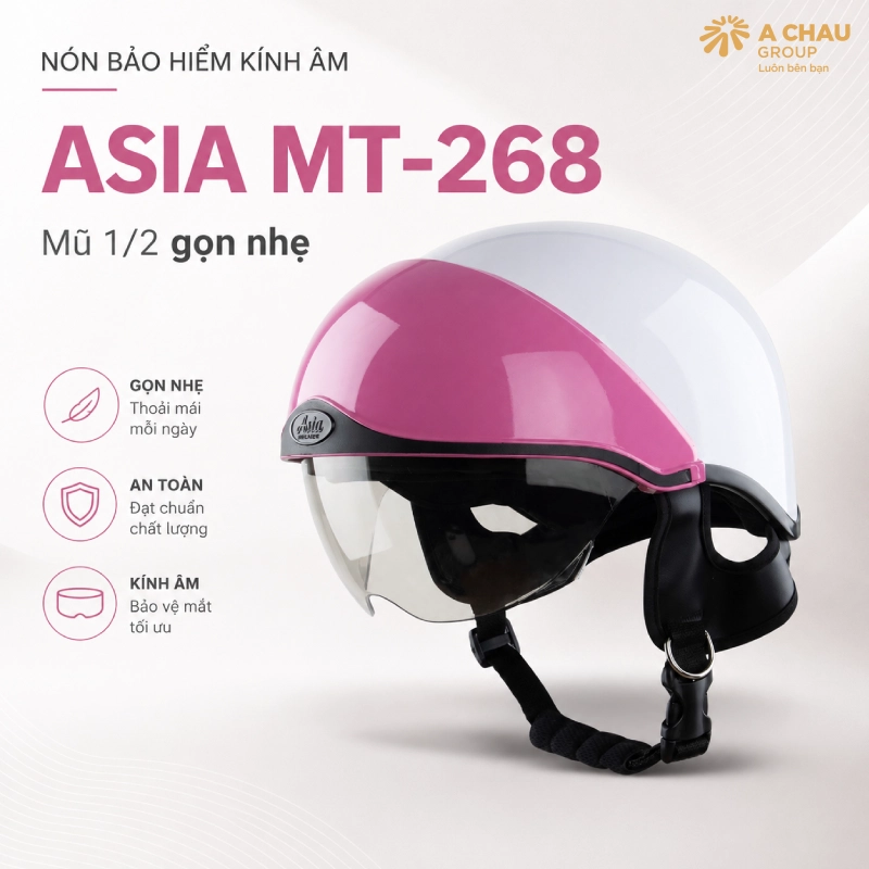 10 mẫu nón bảo hiểm kính âm đẹp nhất 3 Nón bảo hiểm kính âm Asia MT 268