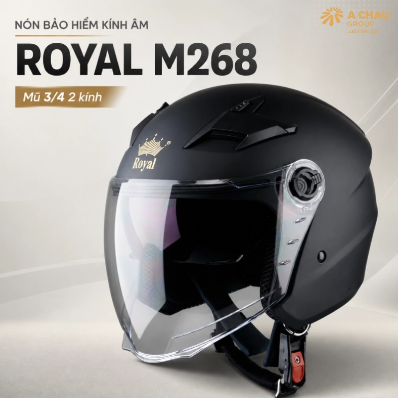 10 mẫu nón bảo hiểm kính âm đẹp nhất 12 Mũ bảo hiểm kính âm Royal M268