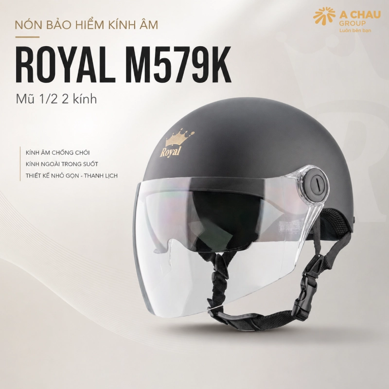 10 mẫu nón bảo hiểm kính âm đẹp nhất 6 Nón kính âm Royal M579K