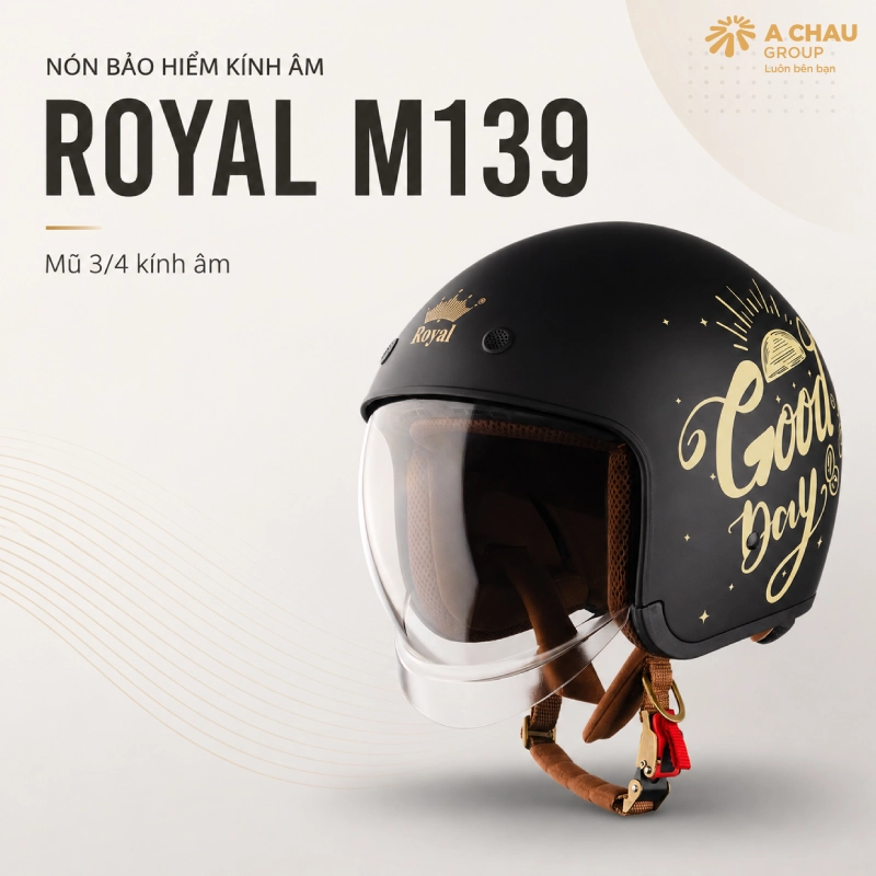 10 mẫu nón bảo hiểm kính âm đẹp nhất 9 Mũ bảo hiểm kính âm Royal M139