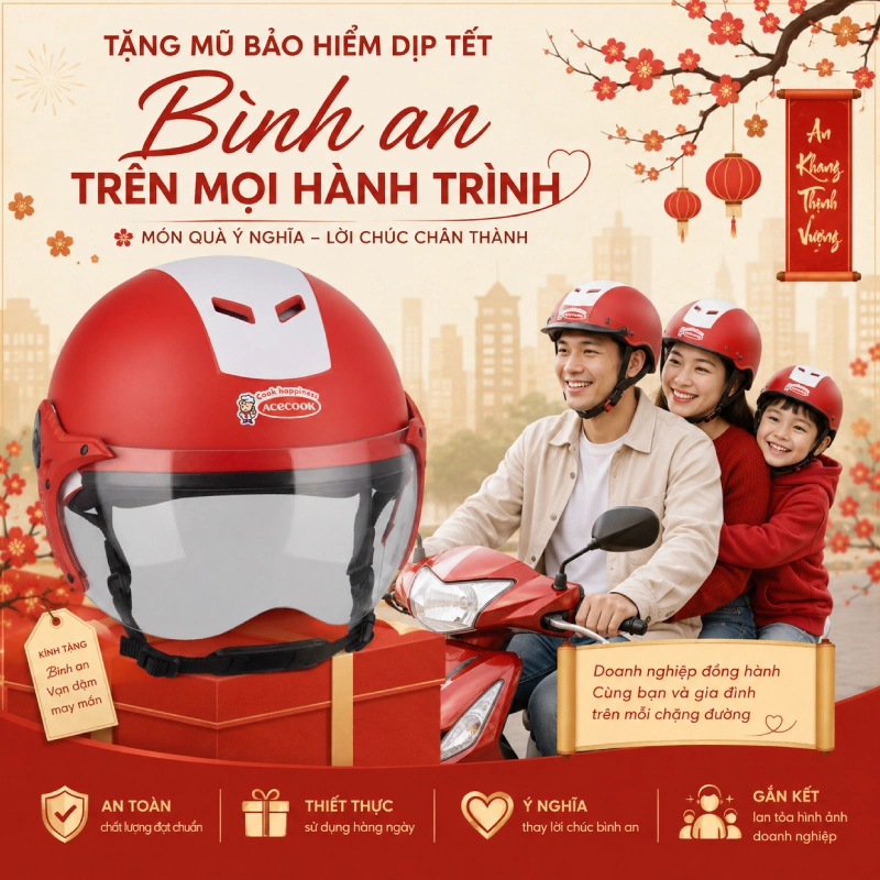 Tặng mũ bảo hiểm dịp Tết mang thông điệp “Bình an trên mọi hành trình”