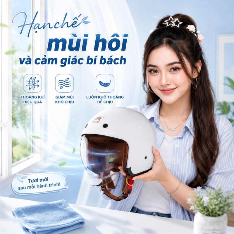 Vệ sinh nón 3/4 định kỳ giúp nón bớt hôi và bí bách