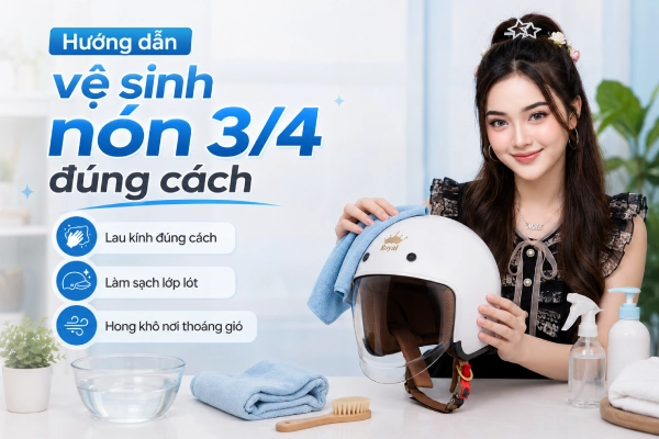 Hướng dẫn vệ sinh nón 3/4 đúng cách