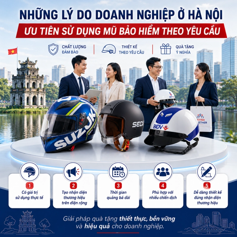 Những lý do doanh nghiệp ở Hà Nội ưu tiên sử dụng mũ bảo hiểm theo yêu cầu
