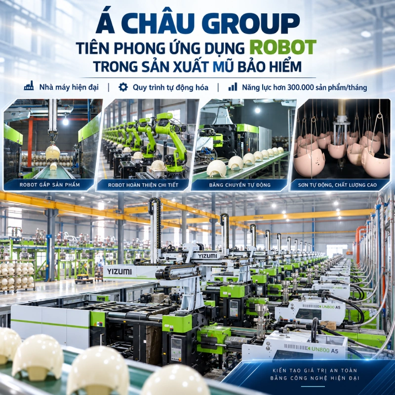 Tập đoàn quốc tế Á Châu tiên phong trong việc áp dụng robot trong sản xuất mũ bảo hiểm
