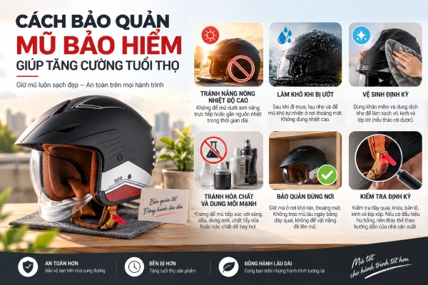 Cách bảo quản mũ bảo hiểm giúp tăng tuổi thọ