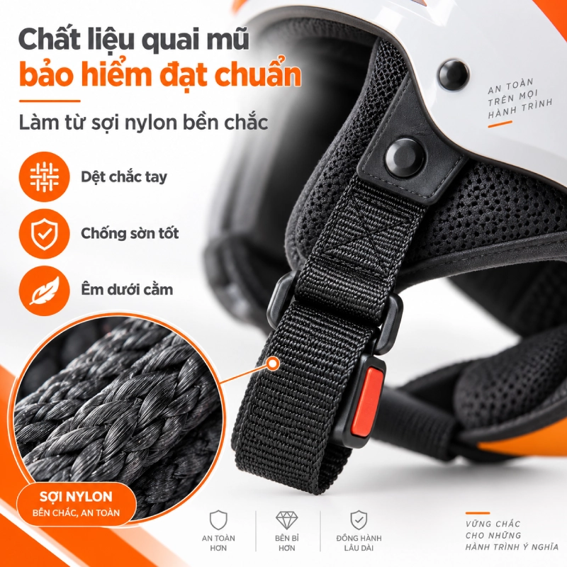 Chất liệu dây quai mũ bảo hiểm đạt tiêu chuẩn như thế nào 7 Sợi Nylon