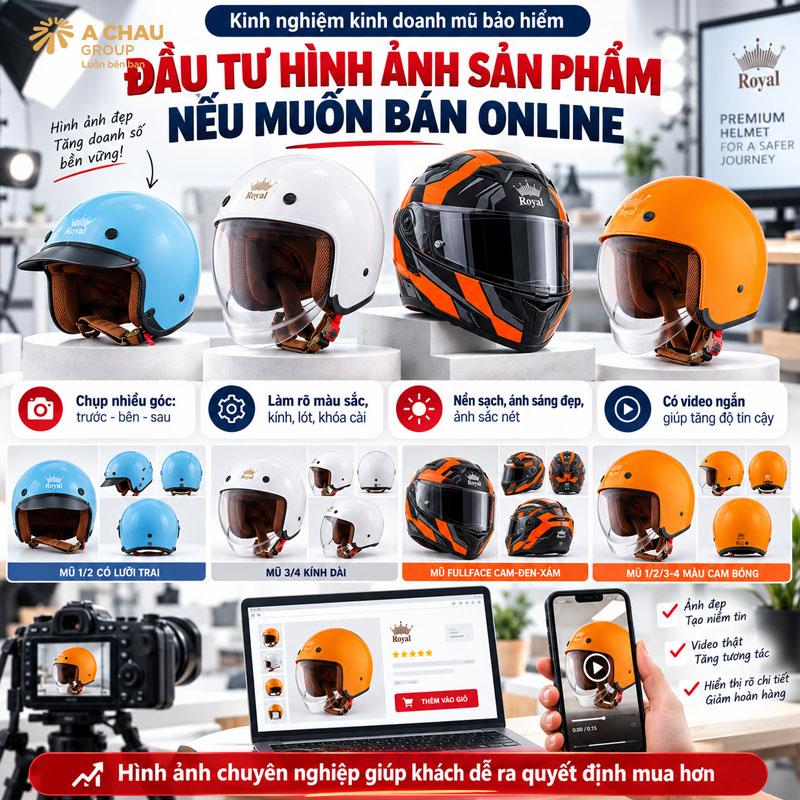 Đầu tư hình ảnh sản phẩm nếu muốn kinh doanh mũ bảo hiểm online