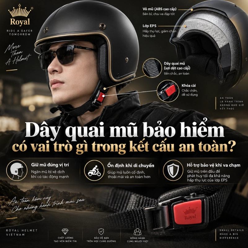 Chất liệu dây quai mũ bảo hiểm đạt tiêu chuẩn như thế nào 1 Nhiệm vụ quan trọng nhất của dây quai mũ bảo hiểm là giữ mũ ở đúng vị trí trên đầu người sử dụng.