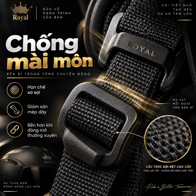 Chất liệu dây quai mũ bảo hiểm đạt tiêu chuẩn như thế nào 5 Chất liệu dây quai mũ bảo hiểm đạt tiêu chuẩn cần chống mài mòn tốt