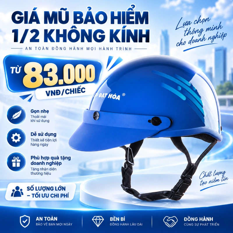 Giá nón bảo hiểm quà tặng dòng nón 1/2 không kính chỉ từ 83.000/chiếc