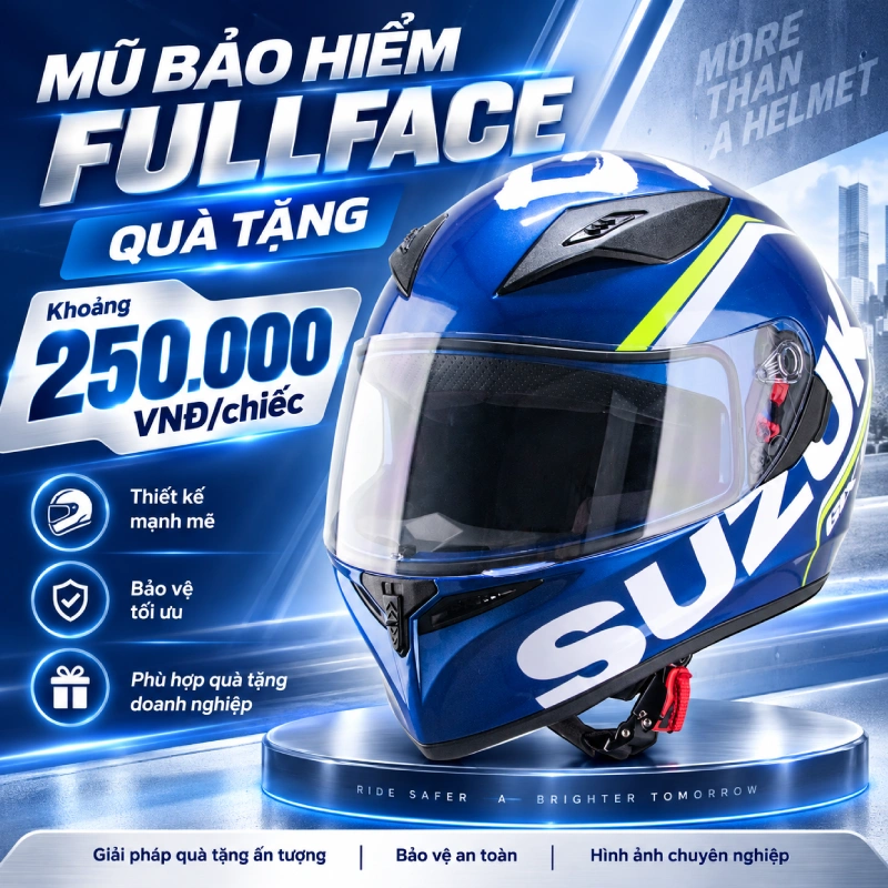 Giá mũ bảo hiểm fullface quà tặng khoảng 250.000 VNĐ/chiếc