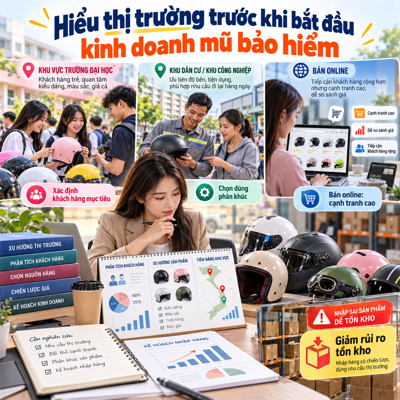 Hiểu thị trường trước khi bắt đầu kinh doanh mũ bảo hiểm