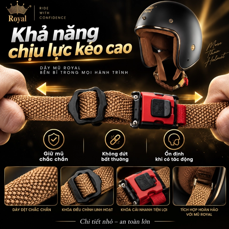 Chất liệu dây quai mũ bảo hiểm đạt tiêu chuẩn như thế nào 2 Chất liệu dây quai mũ bảo hiểm đạt tiêu chuẩn phải chịu được lực kéo mạnh