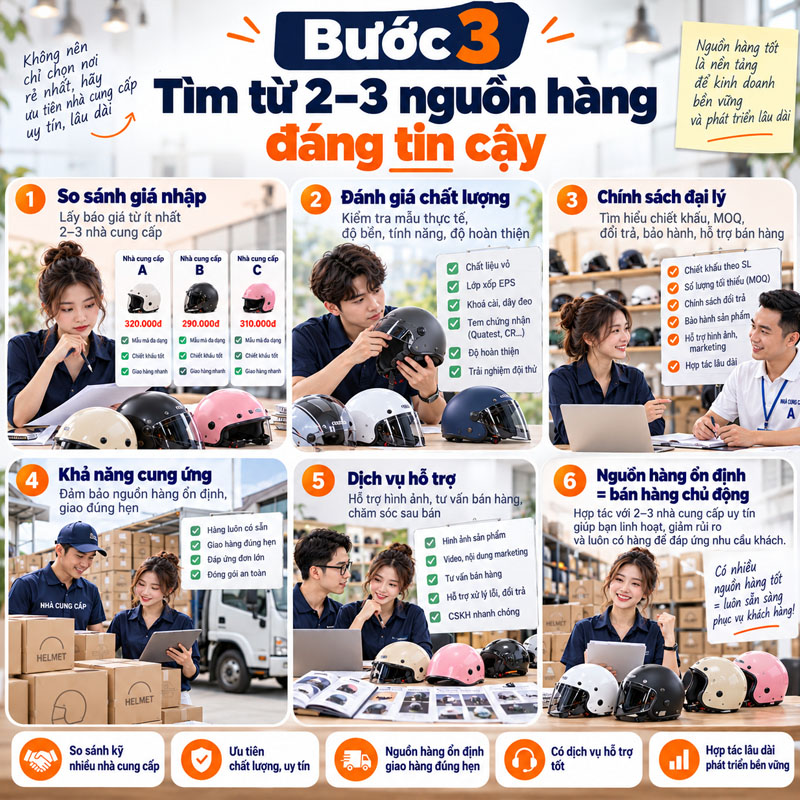 Bước 3: Tìm từ 2–3 nguồn hàng đáng tin cậy