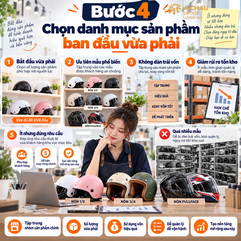 Bước 4: Chọn danh mục sản phẩm ban đầu vừa phải