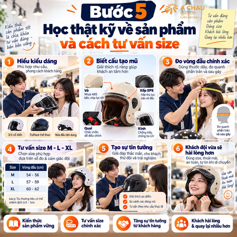 Bước 5: Học thật kỹ về sản phẩm và cách tư vấn size