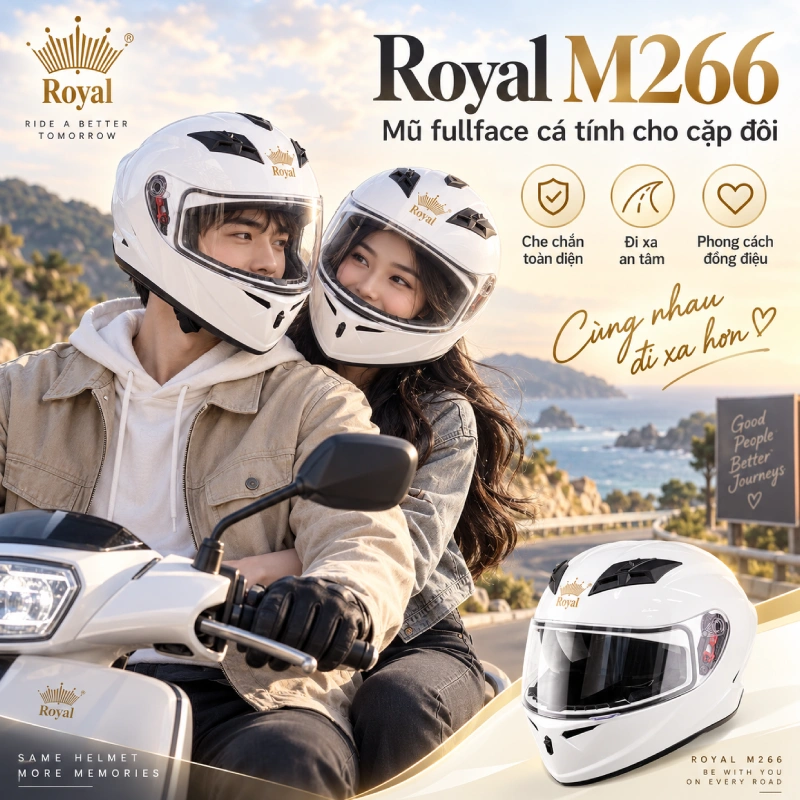 Mũ bảo hiểm cặp đôi Royal M266