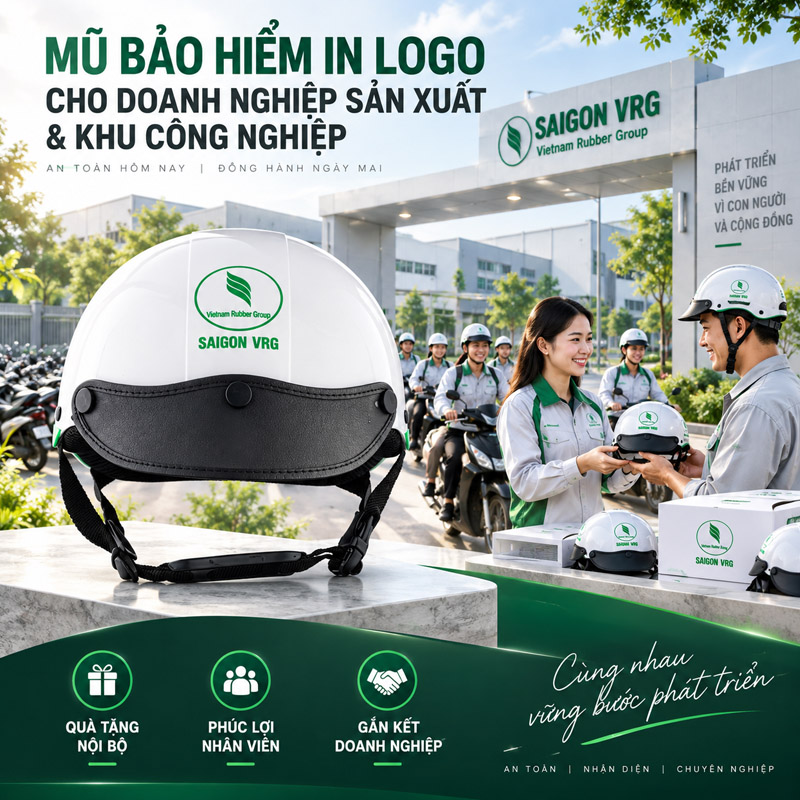 Mũ bảo hiểm in logo phù hợp với ngành nghề nào? Doanh nghiệp sản xuất và các khu công nghiệp