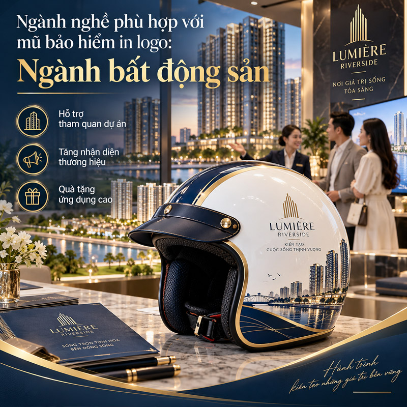 Mũ bảo hiểm in logo phù hợp với ngành nghề nào? Ngành bất động sản
