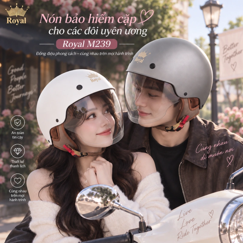 Nón bảo hiểm cặp đôi đẹp Royal M239