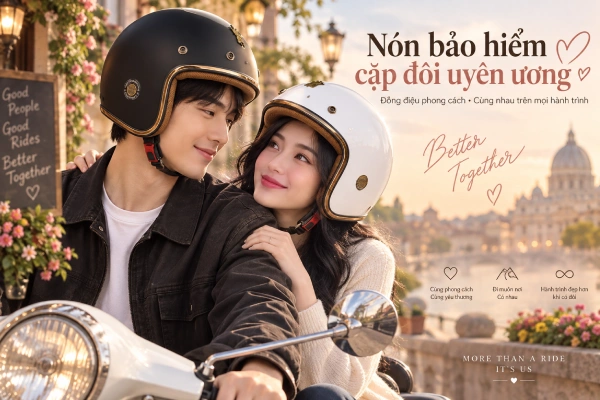 mẫu nón bảo hiểm cặp cực đẹp cho đôi uyên ương