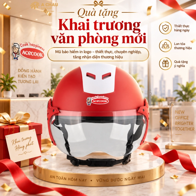 30 món quà khai trương văn phòng mới phồn thịnh phát tài lộc 22 Quà khai trương văn phòng nên tặng Mũ bảo hiểm in logo