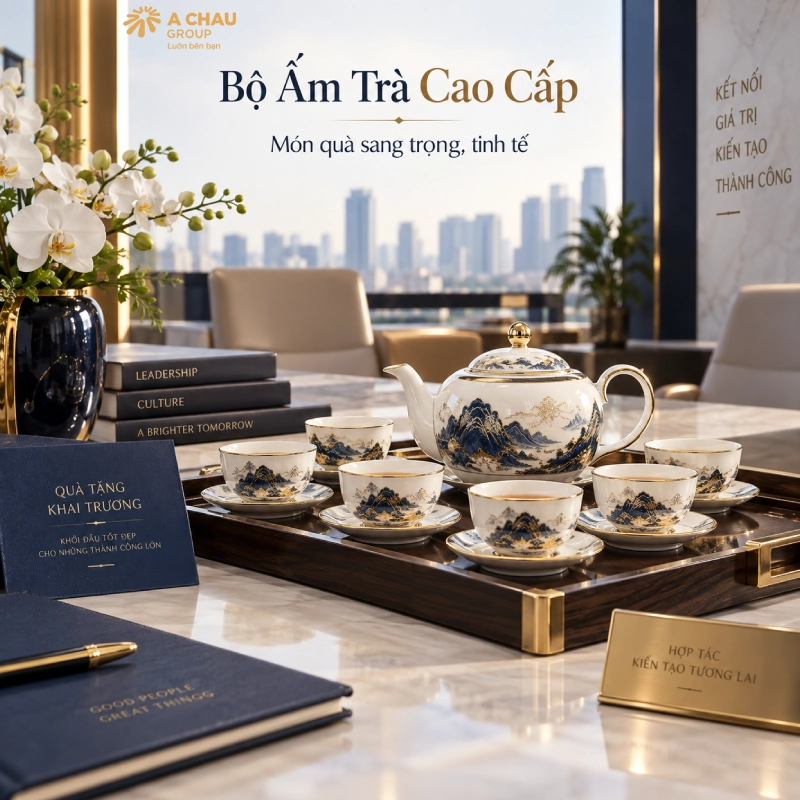 30 món quà khai trương văn phòng mới phồn thịnh phát tài lộc 17 Quà khai trương văn phòng cao cấp nên tặng bọ ấm chén sang trọng