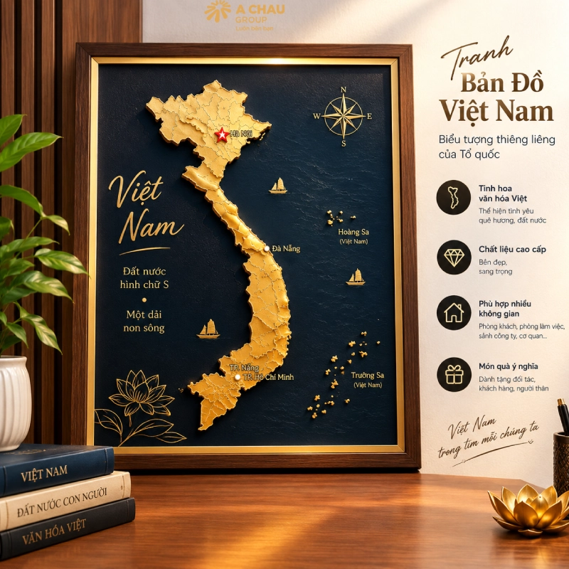 30 món quà khai trương văn phòng mới phồn thịnh phát tài lộc 15 Tặng Tranh bản đồ Việt Nam